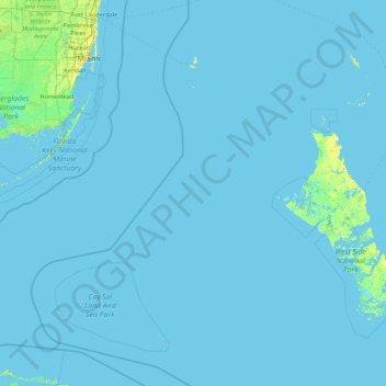 Topografische Karte Bimini, Höhe, Relief