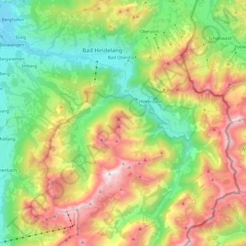 Topografische Karte Ostrach, Höhe, Relief