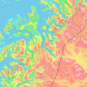 Topografische Karte Hamarøy, Höhe, Relief