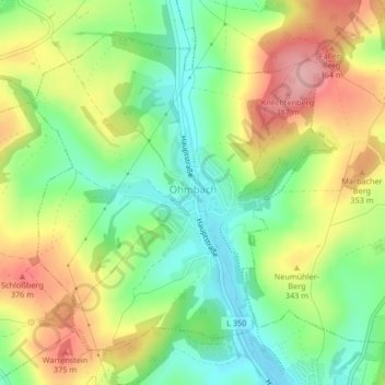 Topografische Karte Ohmbach, Höhe, Relief