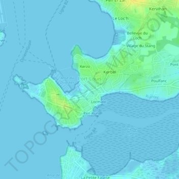 Topografische Karte Port-Louis, Höhe, Relief