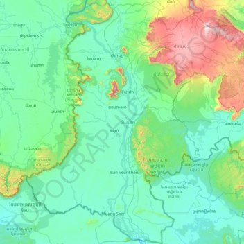 Topografische Karte Champassak, Höhe, Relief