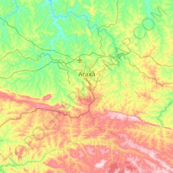 Topografische Karte Araxá, Höhe, Relief