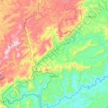 Topografische Karte Passa Vinte, Höhe, Relief
