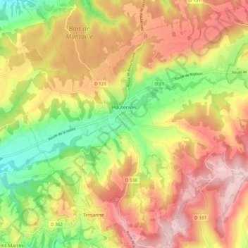 Topografische Karte Hauterives, Höhe, Relief