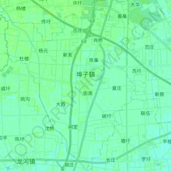 Topografische Karte 埠子镇, Höhe, Relief