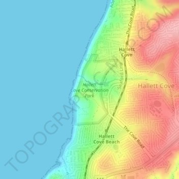 Topografische Karte Hallett Cove Conservation Park, Höhe, Relief