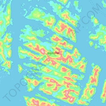 Topografische Karte Isla Farrel, Höhe, Relief