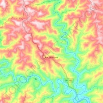 Topografische Karte Pouso Novo, Höhe, Relief