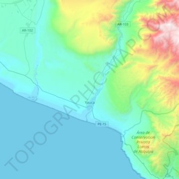Topografische Karte Yauca, Höhe, Relief