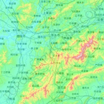 Topografische Karte Pingxiang, Höhe, Relief