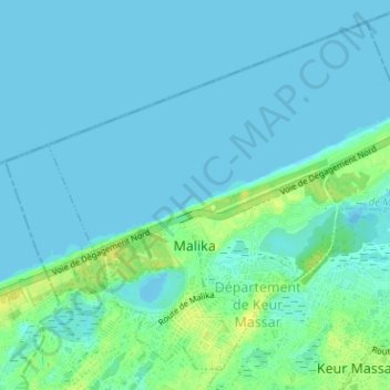 Topografische Karte Commune de Malika, Höhe, Relief