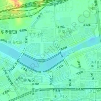 Topografische Karte 金华建筑艺术公园, Höhe, Relief
