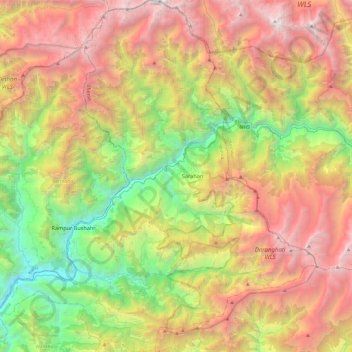 Topografische Karte Rampur, Höhe, Relief