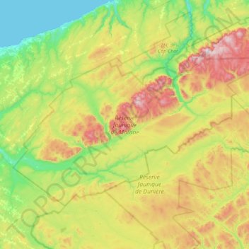 Topografische Karte Réserve faunique de Matane, Höhe, Relief
