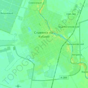 Topografische Karte Славянское городское поселение, Höhe, Relief
