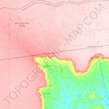 Topografische Karte Tabocas, Höhe, Relief