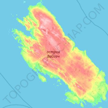 Topografische Karte Vaygach Island, Höhe, Relief