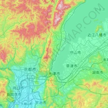 Topografische Karte Otsu, Höhe, Relief