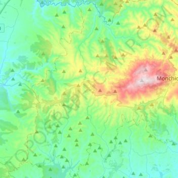 Topografische Karte Marmelete, Höhe, Relief