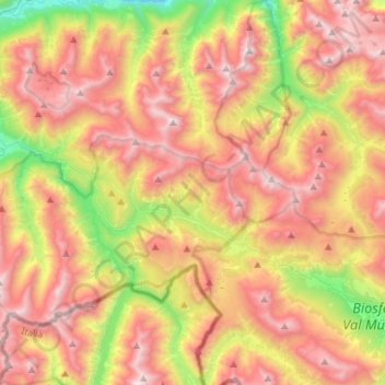Topografische Karte Alpen, Höhe, Relief