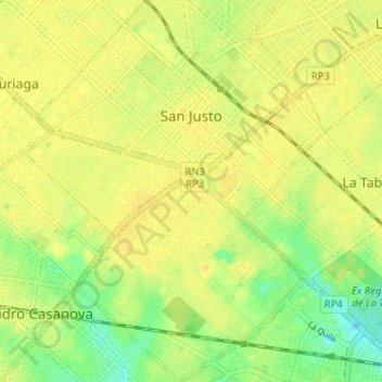 Topografische Karte San Justo, Höhe, Relief