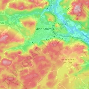 Topografische Karte Saint-Sauveur, Höhe, Relief