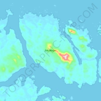 Topografische Karte Isla Wager, Höhe, Relief