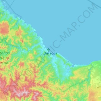 Topografische Karte Baracoa, Höhe, Relief