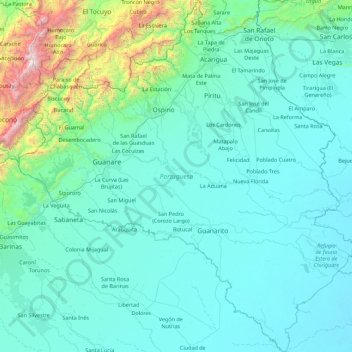 Topografische Karte Estado Portuguesa, Höhe, Relief