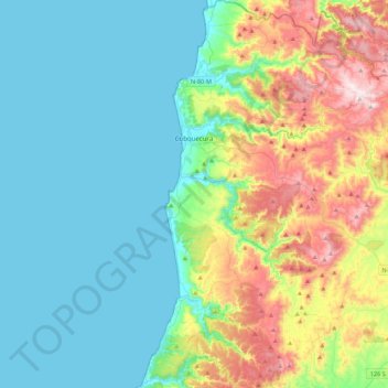Topografische Karte Cobquecura, Höhe, Relief