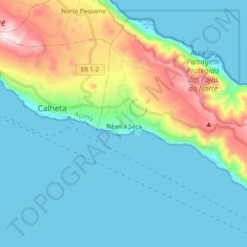 Topografische Karte Ribeira Seca, Höhe, Relief