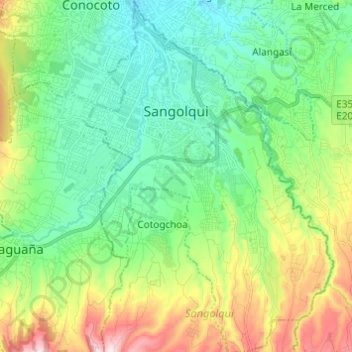 Topografische Karte Sangolquí, Höhe, Relief