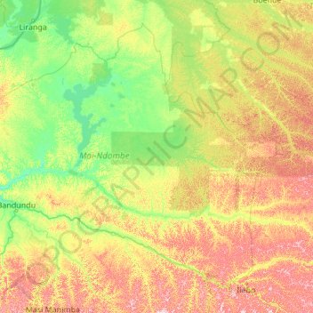 Topografische Karte Mai-Ndombe, Höhe, Relief