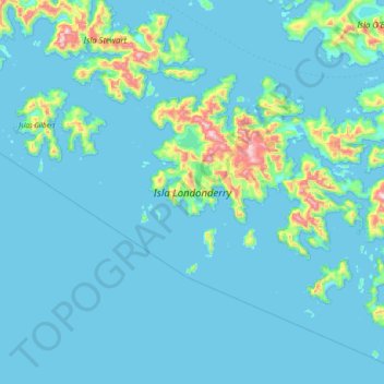 Topografische Karte Londonderry Island, Höhe, Relief