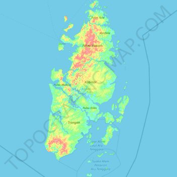 Topografische Karte Aru-Inseln, Höhe, Relief