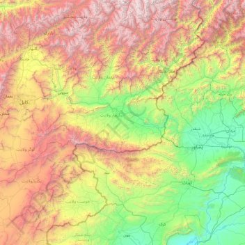 Topografische Karte Kabul River, Höhe, Relief