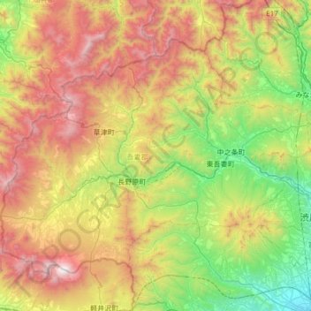 Topografische Karte Agatsuma District, Höhe, Relief