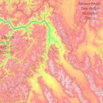 Topografische Karte Lemhi County, Höhe, Relief