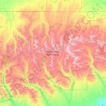 Topografische Karte High Uintas Wilderness, Höhe, Relief
