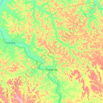 Topografische Karte Timbiras, Höhe, Relief