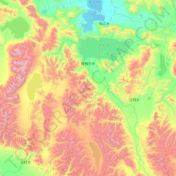 Topografische Karte 隆格尔乡, Höhe, Relief
