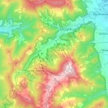 Topografische Karte Schirk, Höhe, Relief