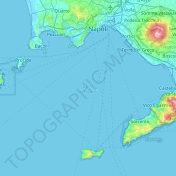 Topografische Karte Baie de Naples, Höhe, Relief