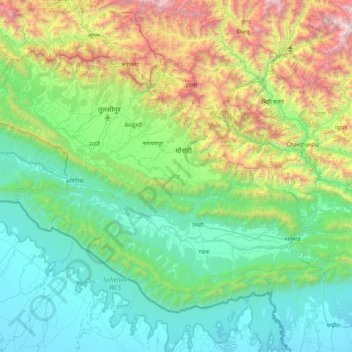 Topografische Karte दाङ देउखुरी, Höhe, Relief