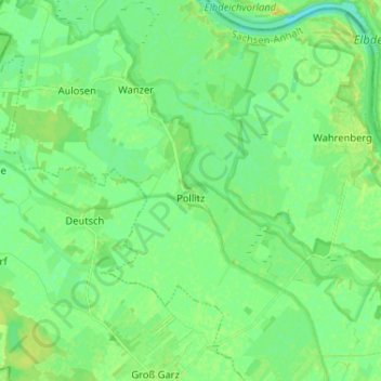 Topografische Karte Pollitz, Höhe, Relief