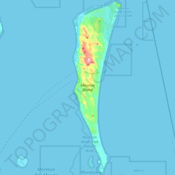 Topografische Karte Moreton Island, Höhe, Relief