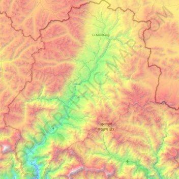 Topografische Karte मुस्ताङ, Höhe, Relief