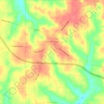 Topografische Karte New Brockton, Höhe, Relief
