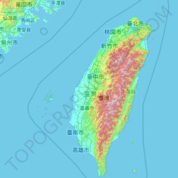 Topografische Karte 臺灣省, Höhe, Relief
